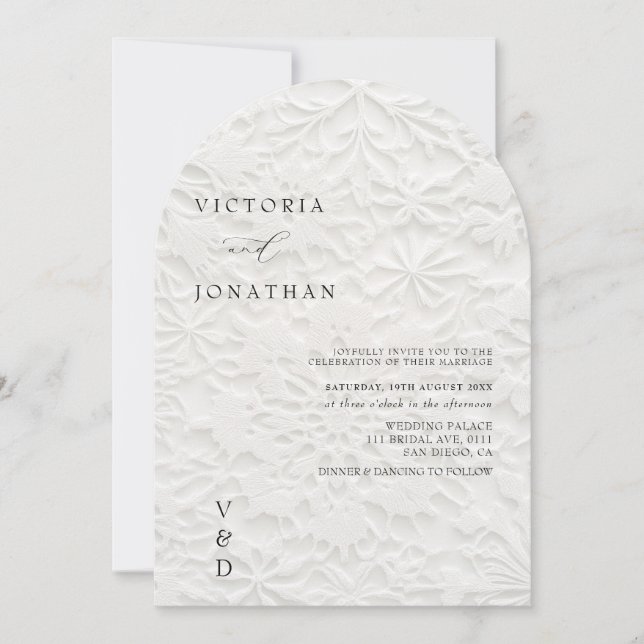 Convite de Casamento Monograma Branco de Inverno (Frente)