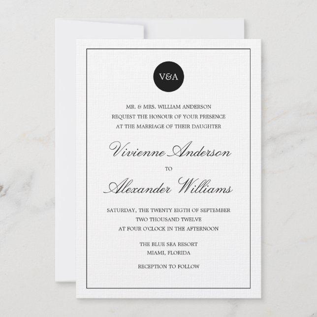 CONVITE DE CASAMENTO | MONOGRAMA CLÁSSICO (Frente)