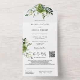 Convite de Casamento Monograma Código QR Floral Ve