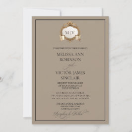 Convite de Casamento Monograma Crest