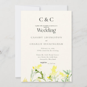 Convite de Casamento Monograma de Flores Silvestre