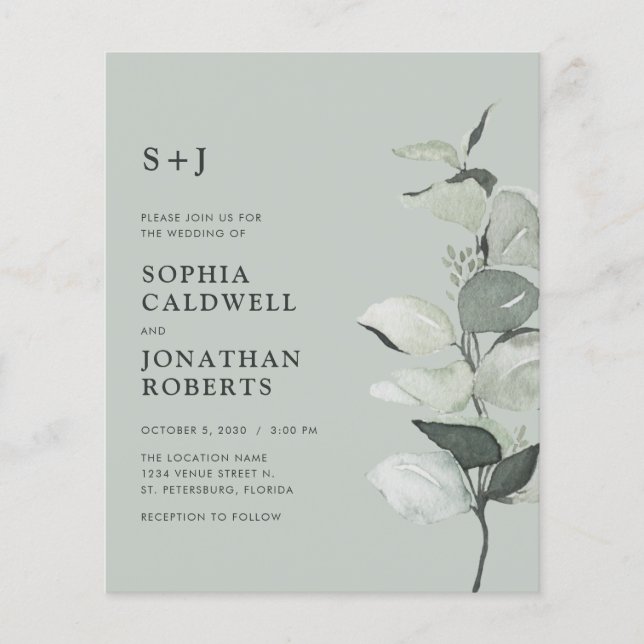 Convite de casamento Monograma do Código QR Eucaly (Frente)