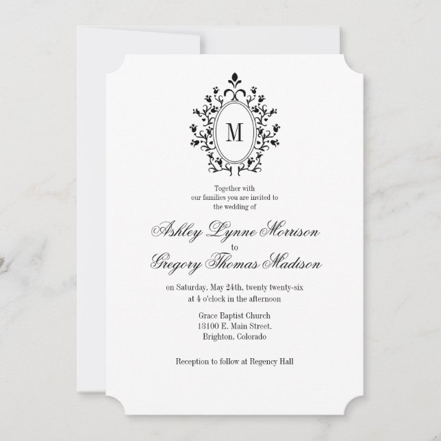 Convite de Casamento Monograma Mínimo (Frente)