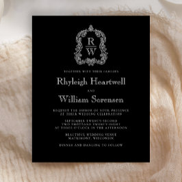 Convite de Casamento Monograma Preto Branco Orçame