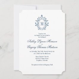 Convite de Casamento Monograma Verde Azul