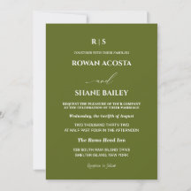 Convite de Casamento Monograma Verde Sálvia