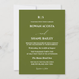 Convite de Casamento Monograma Verde Sálvia