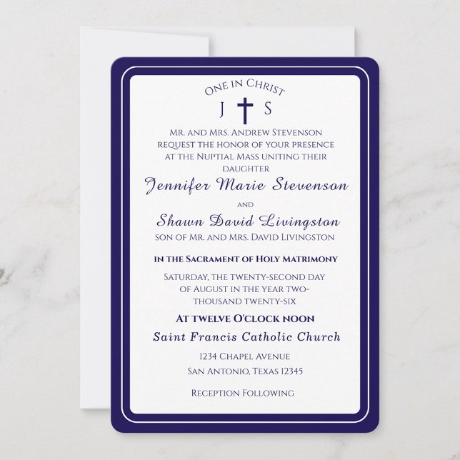Convite de Casamento Monogramado Católico Atempora (Criador carregado)