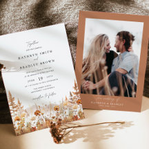 Convite de Casamento Montanha Flor Silvestre Terra