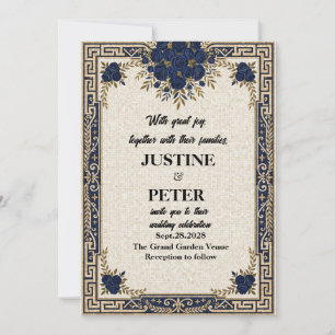 Convite de Casamento Mosaico Azul Marinho