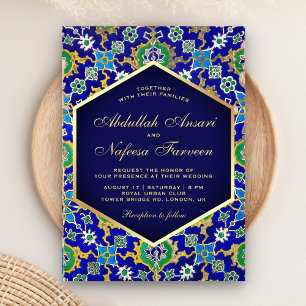 Convite de Casamento Mosaico Geométrico Árabe Islâ