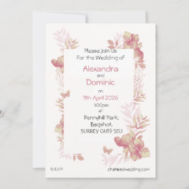 Convite de Casamento - motivo de borboleta floral 