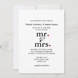 Convite de casamento| mr e Sra.coração