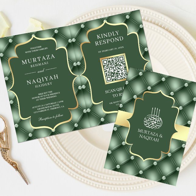 Convite de Casamento Muçulmano com Código QR e Pad (Criador carregado)