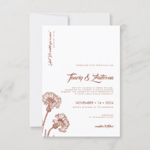 Convite de Casamento Muçulmano Floral Boho Terraco