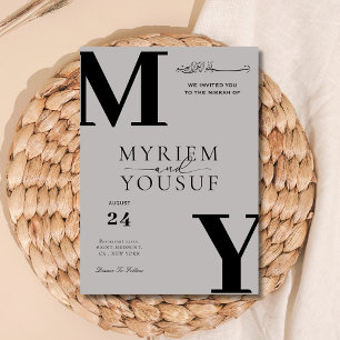 Convite de casamento muçulmano moderno monograma c