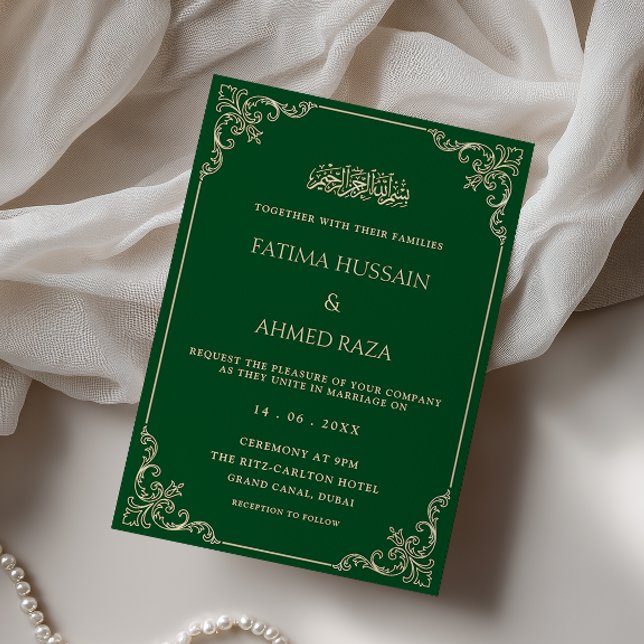 Convite de Casamento Muçulmano Rococó Antigo Esmer (Criador carregado)