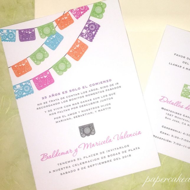 Convite de casamento Multicolorido Papel Picado (Criador carregado)