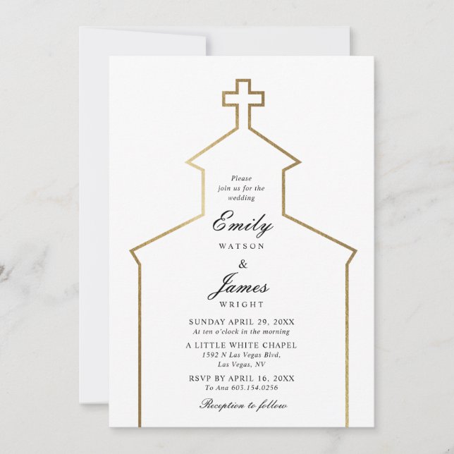 Convite de Casamento na Igreja Cruz Dourada (Frente)