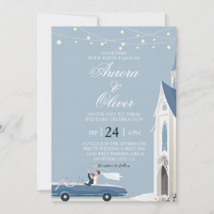 Convite de Casamento na Igreja Tema Azul