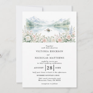 Convite de Casamento na Montanha Paisagem Aquarela