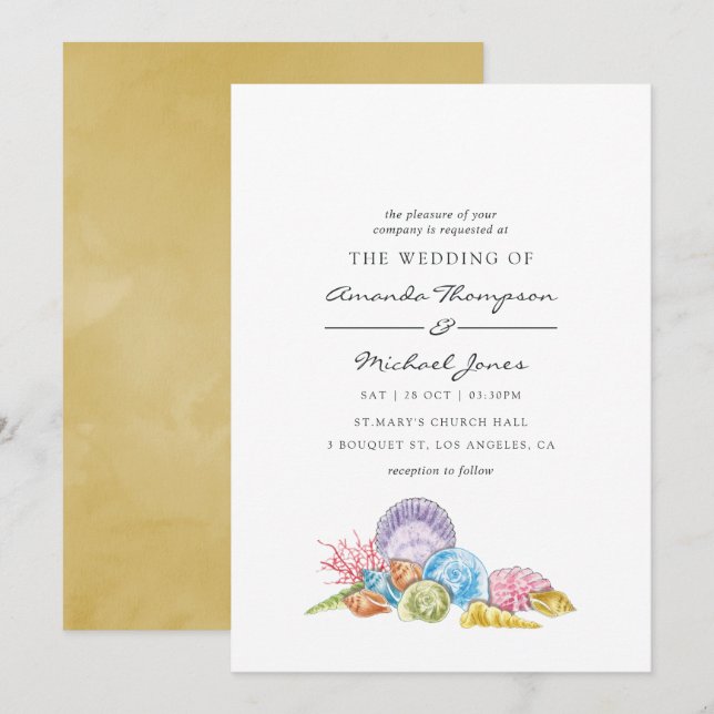 Convite de Casamento na Praia (Frente/Verso)