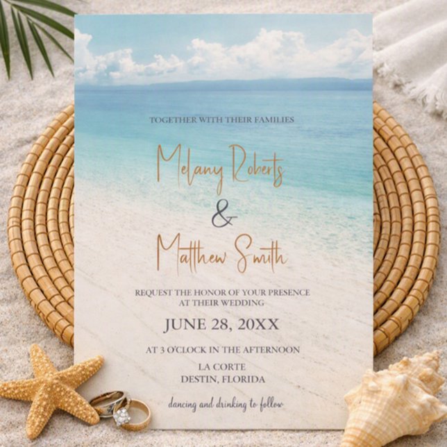 Convite de Casamento na Praia à Beira-Mar (Criador carregado)