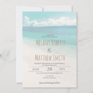 Convite de Casamento na Praia à Beira-Mar Oceano
