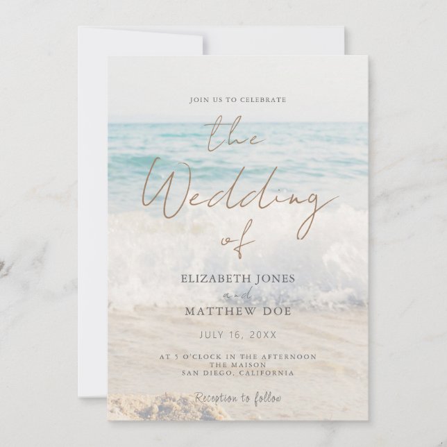 Convite de Casamento na Praia Casamento à Beira-Ma (Frente)
