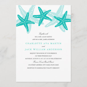 Convite de Casamento na Praia com Estrela-do-Mar A