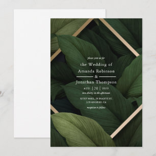 Convite de Casamento na Praia com Vegetação Tropic