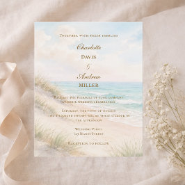 Convite de casamento na praia costeira