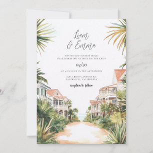 Convite de Casamento na Praia da Flórida Aquarela