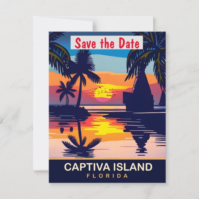Convite de casamento na praia da ilha Captiva na F (Frente)