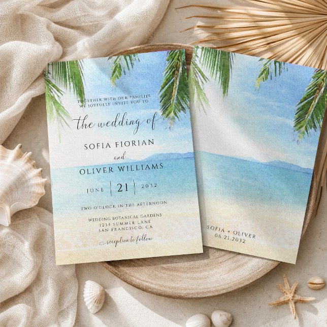 Convite de Casamento na Praia da Ilha Tropical com (Criador carregado)