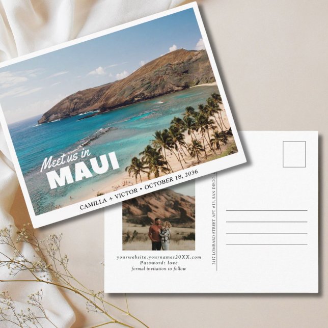 Convite de casamento na praia de Maui Postcard (Maui Wedding Beach Save the Date Postcard
)