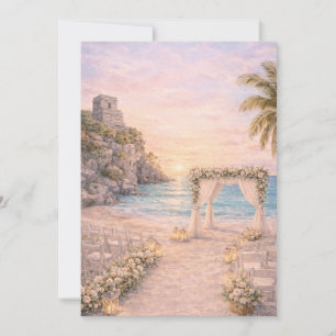 Convite de Casamento na Praia de Tulum Editável
