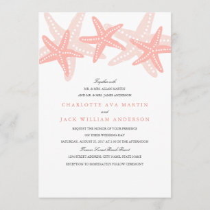 Convite de Casamento na Praia Peach Starfish