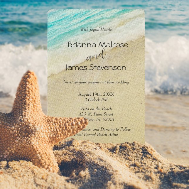 Convite de Casamento na Praia Simples e Elegante (Criador carregado)