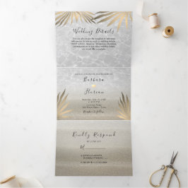 Convite de Casamento na Praia Tropical Tri-Fold