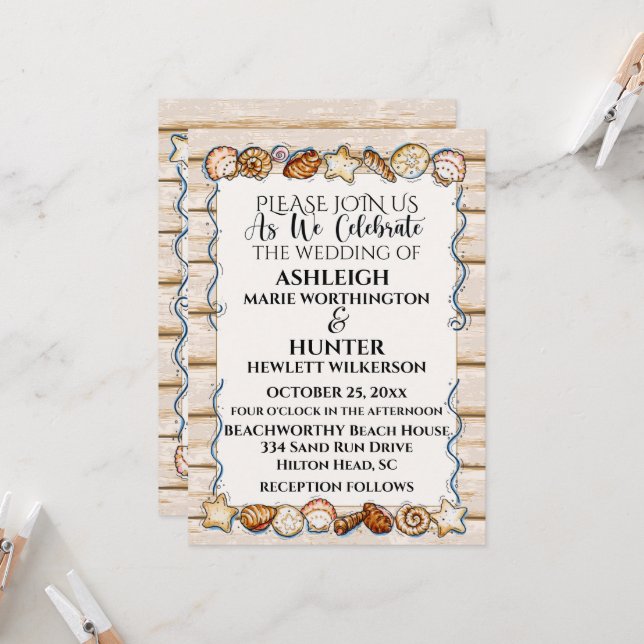 Convite de Casamento na Praia Versão 2 (Frente/Verso In Situ)