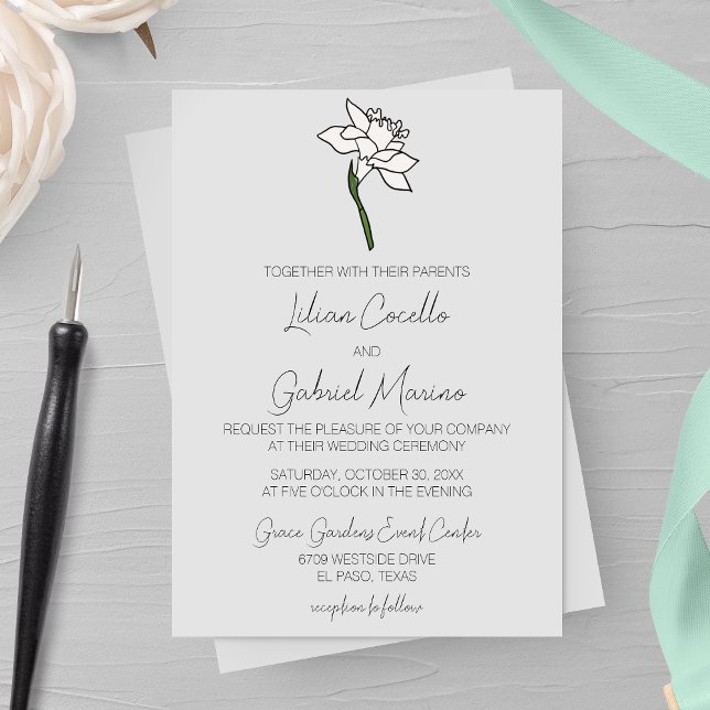 Convite de Casamento Narciso Minimalista (Criador carregado)