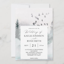 Convite de Casamento Natureza Floresta & Pássaros 