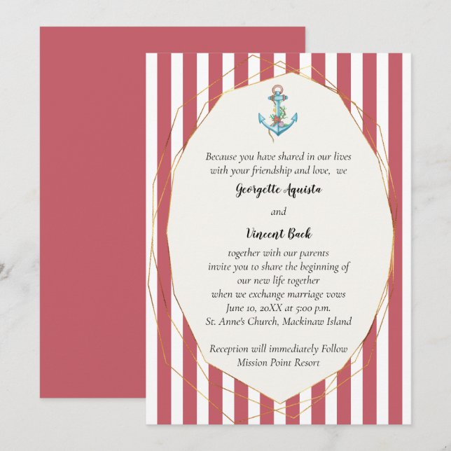 Convite de Casamento Náutico (Frente/Verso)