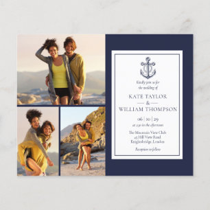 Convite de Casamento Náutico Azul Marinho Orçament