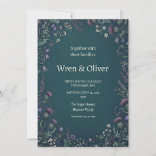 Convite de Casamento Navy Wildflower