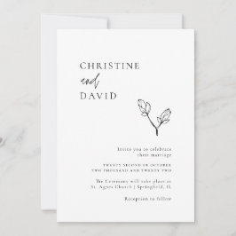 Convite de Casamento Negro e Branco Minimalista Bo