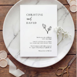 Convite de Casamento Negro e Branco Minimalista Bo