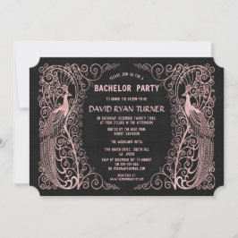 Convite de casamento Negro rosa Dourado Art Deco P