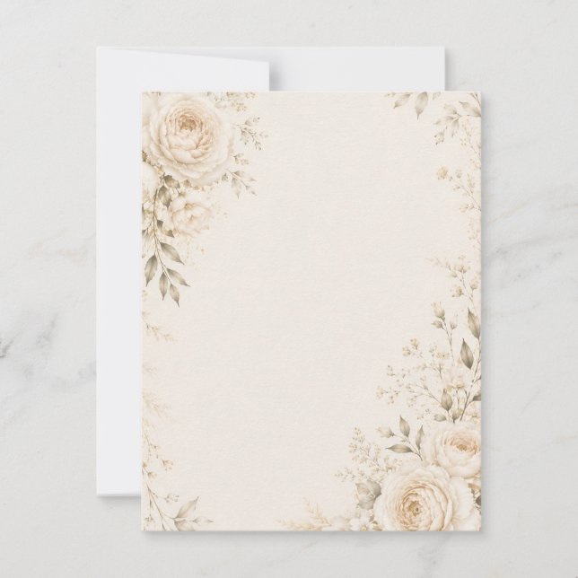 Convite de Casamento Neutro com Florais Refinados (Frente)
